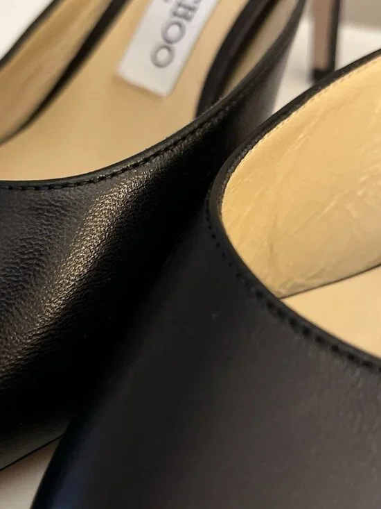 Jimmy Choo Rav 65 Leather Mules Black Kitten Heel Pointed Toe - Picture 4 of 8